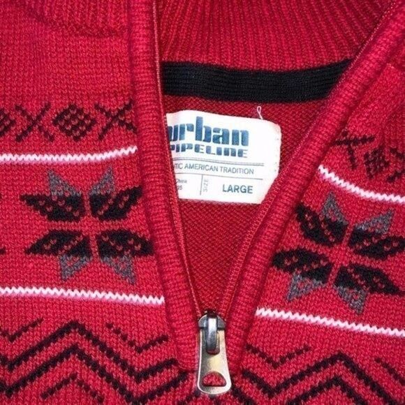 Urban Pipeline Boys size Large red holiday sweater with snowflakes 226B1 - Picture 2 of 2